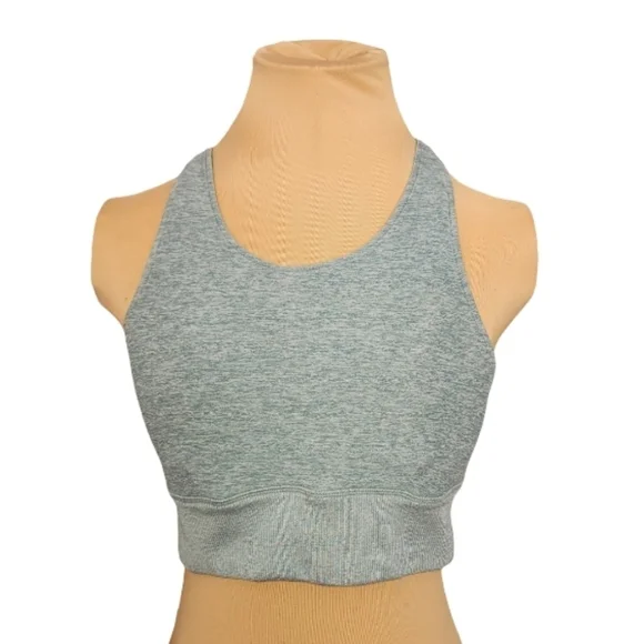 Alo Yoga Longline Racerback Sports Bra Heathered Teal Medium - Picture 1 of 5